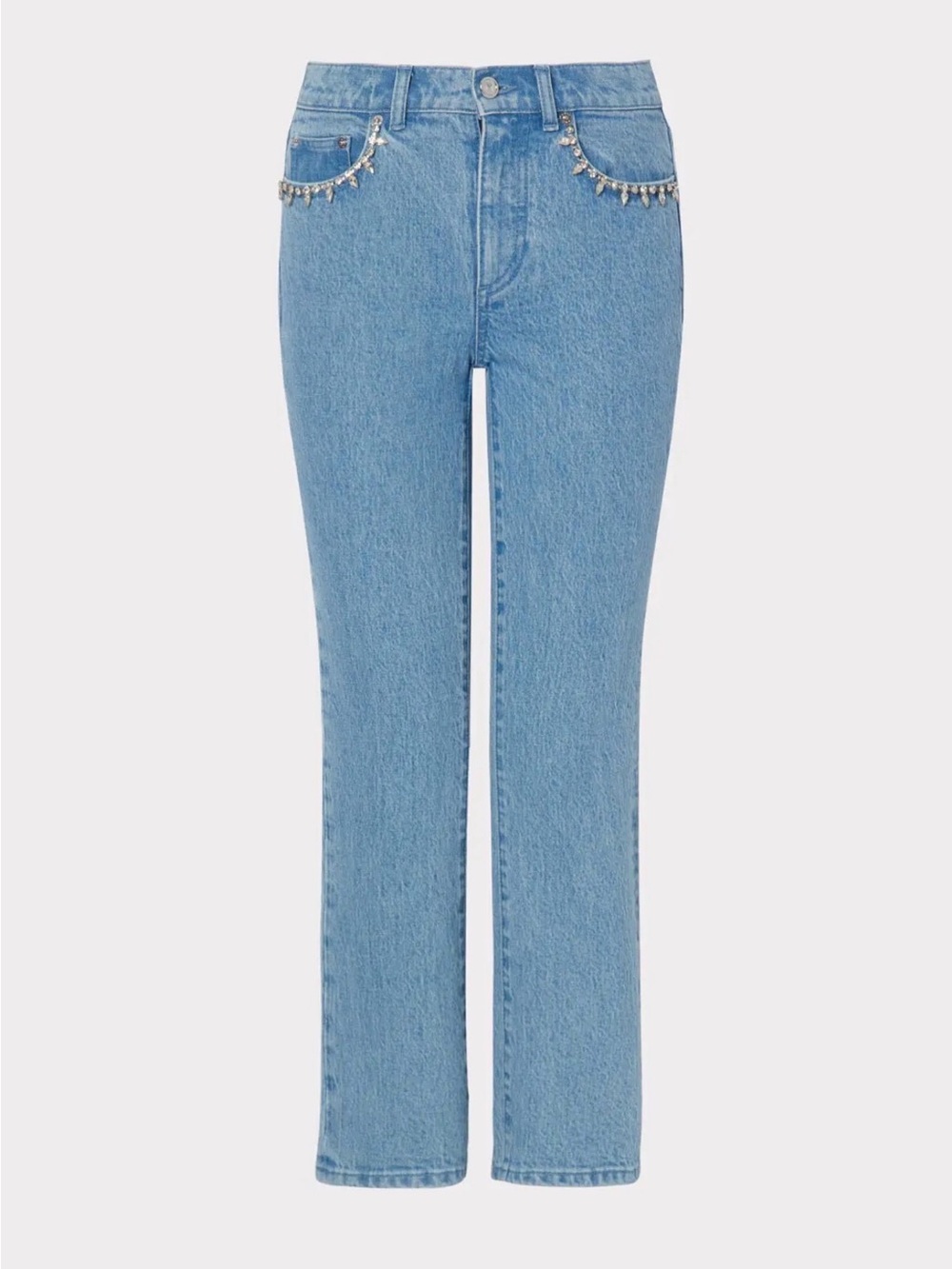 MILLY NWOT Hali Crystal Embellished Jeans mid rise boot cut mid wash size 28